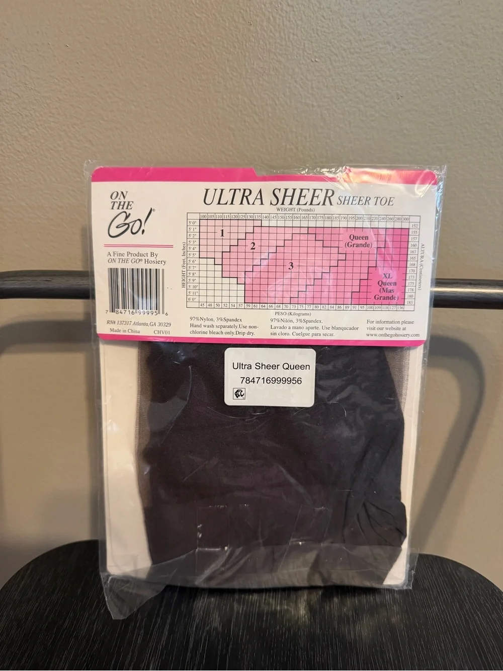 NIP On The Go Ultra Sheer Pantyhose Queen Off Black Sheer Toe Hosiery